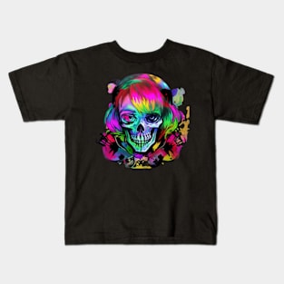 colorful skull and crossbones Kids T-Shirt